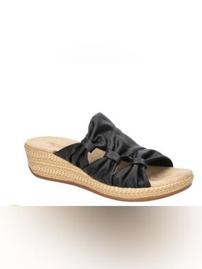 NWT Women's Black Bow Bertina Slide Sandals by Easy Street